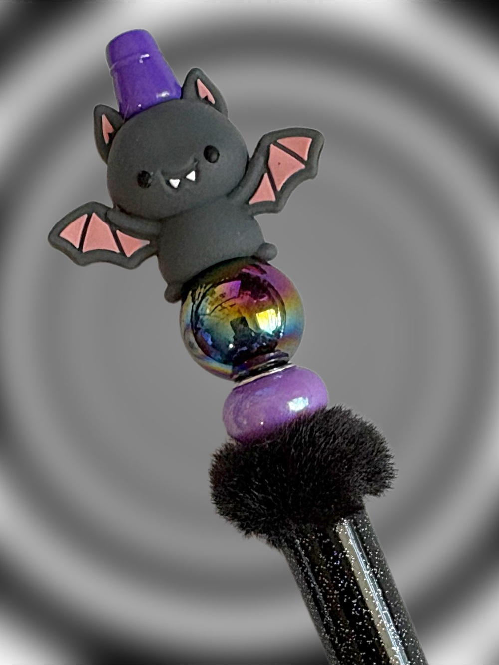Bat on Purple Custom Beaded Pen